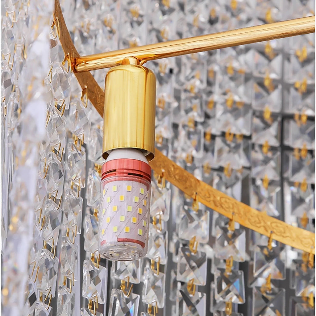 Crystal and Gold Luxury Cascading Staircase Chandelier