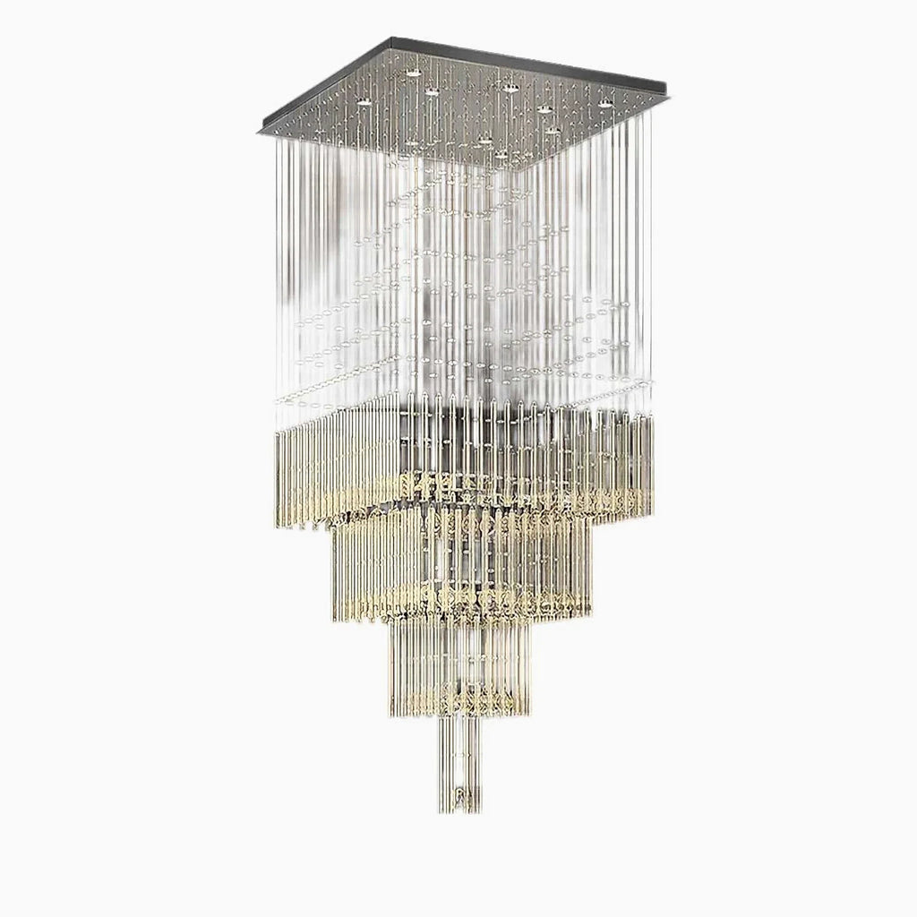 Tourrette-Levens | Modern Crystal LED Ceiling Chandelier with Square Base