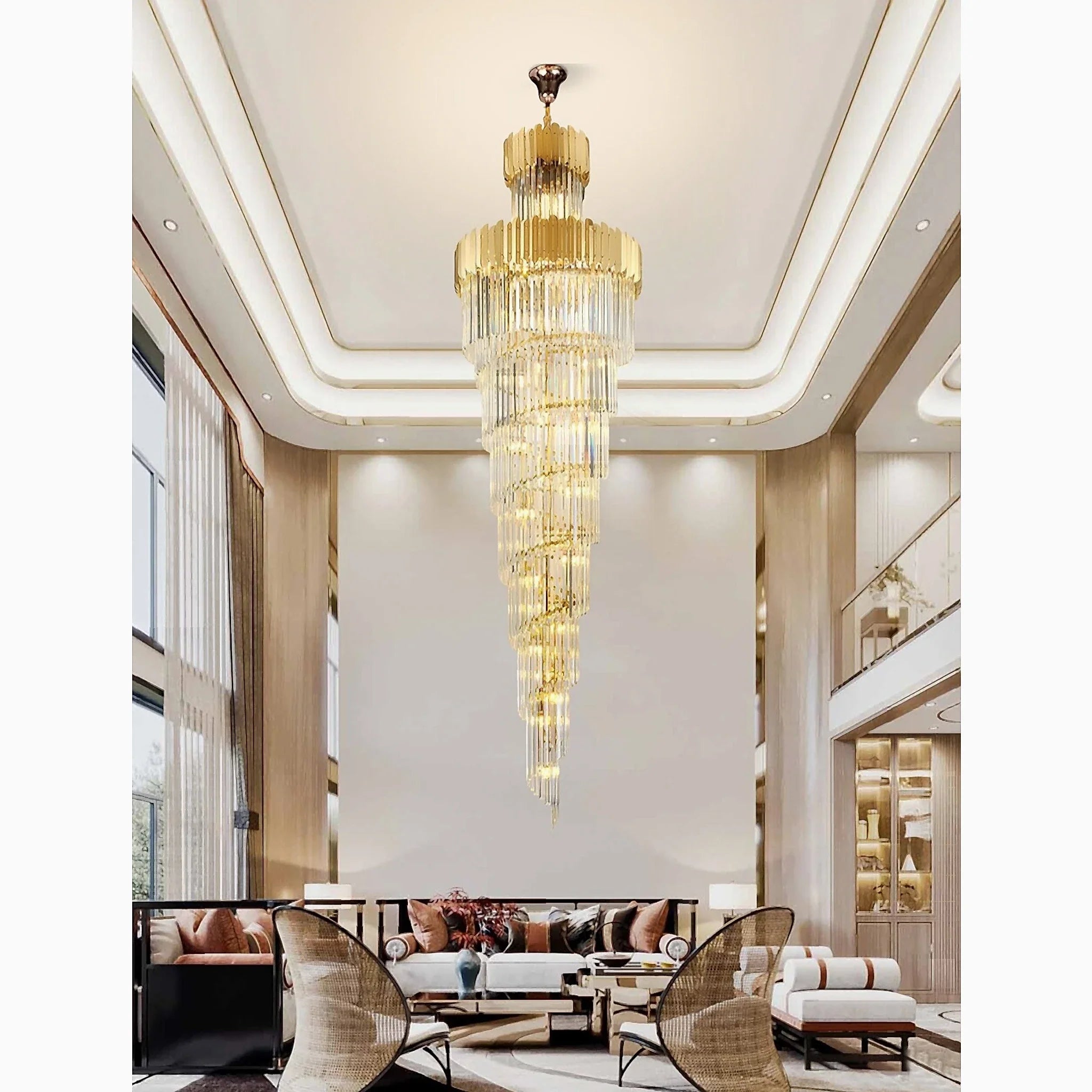Trinite | Exclusive Long Gold Modern Crystal Chandelier