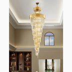 Trinite | Exclusive Long Gold Modern Crystal Chandelier