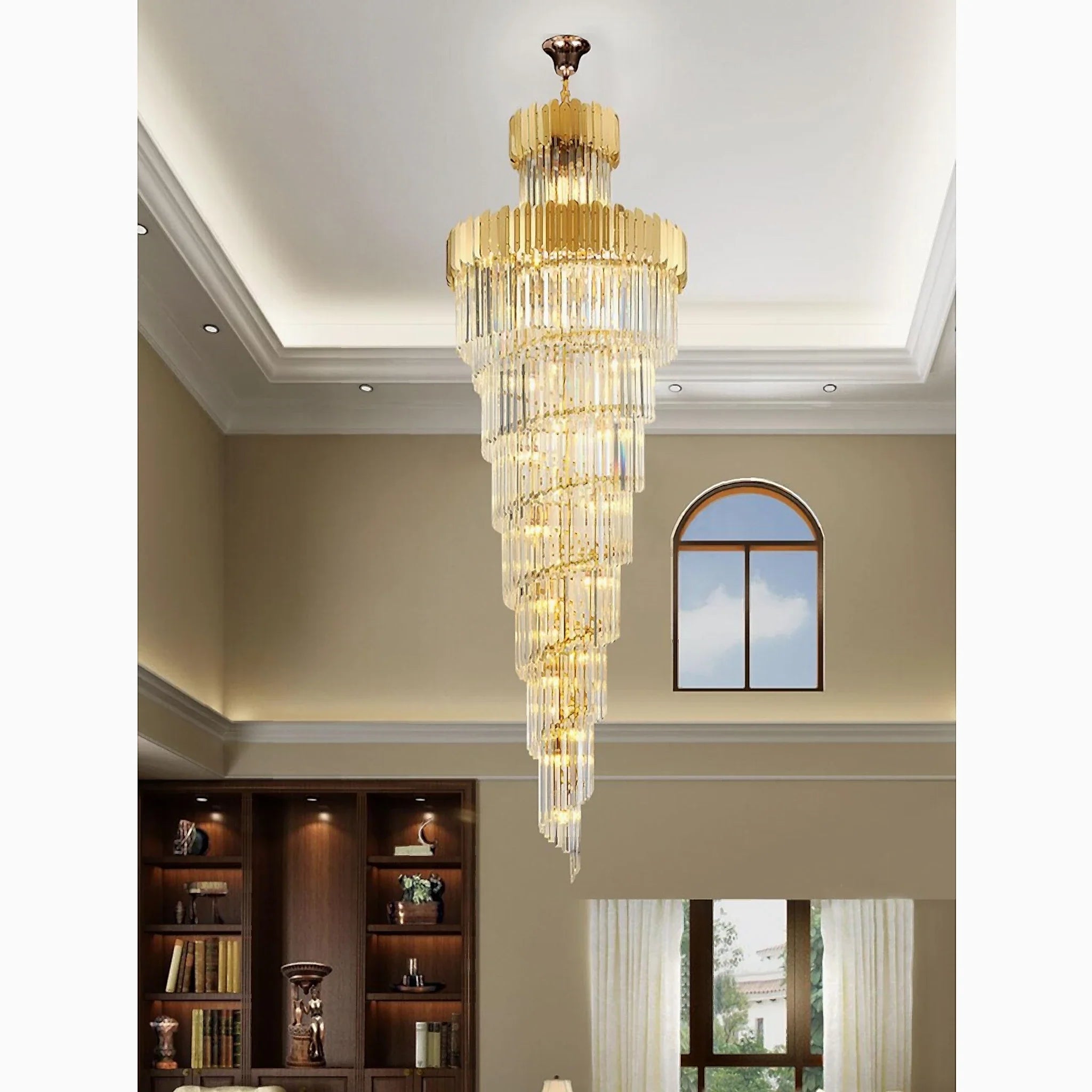 Trinite | Exclusive Long Gold Modern Crystal Chandelier