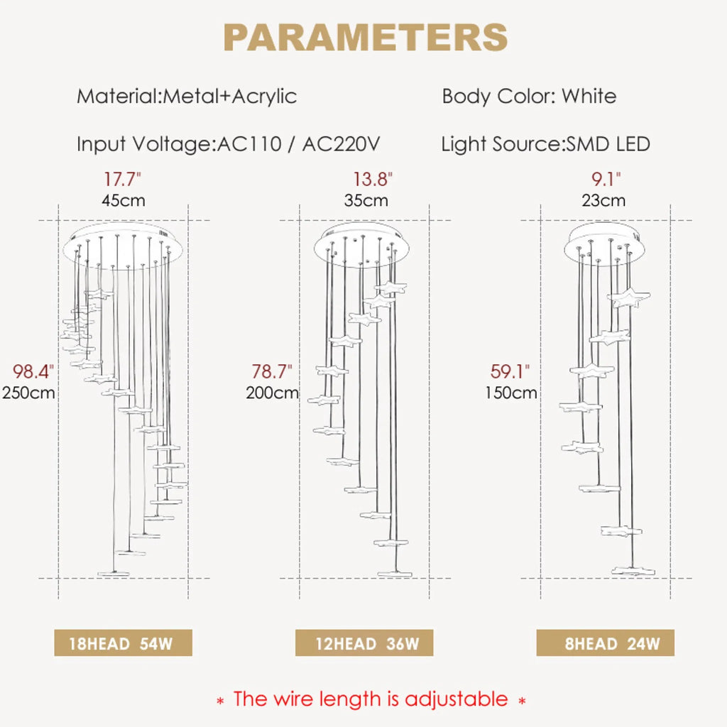 Valbonne | Stairway Star-Shaped Spiral Pendant Chandelier