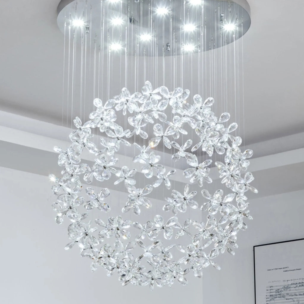 Spherical Ceiling Chandelier with Butterfly Crystals
