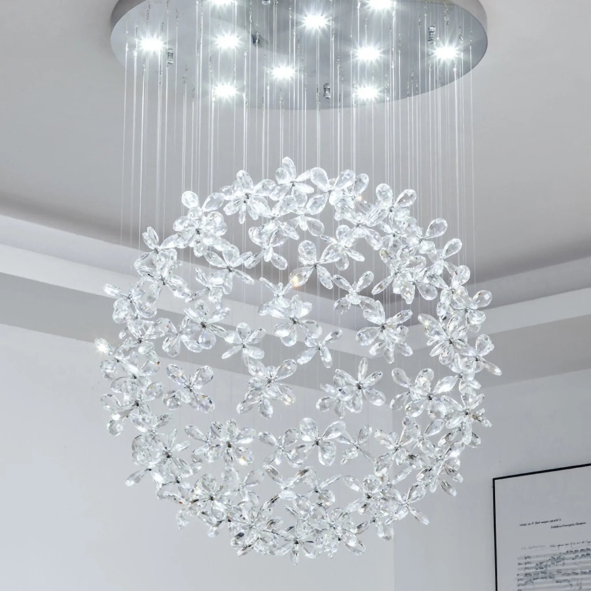 Spherical Ceiling Chandelier with Butterfly Crystals