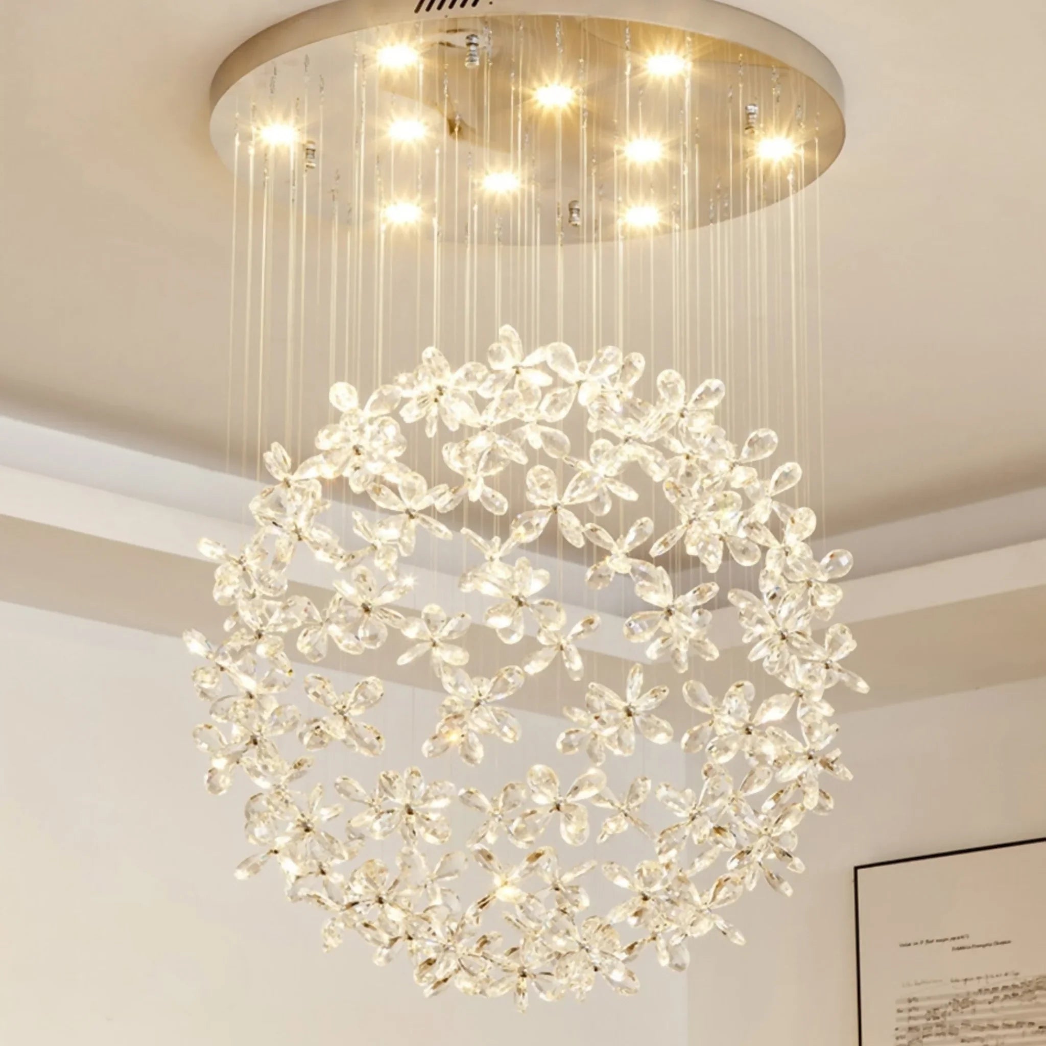 Spherical Ceiling Chandelier with Butterfly Crystals