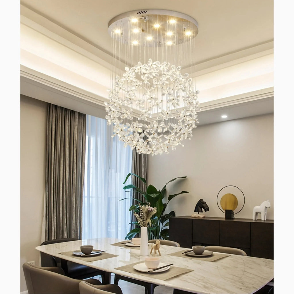 Spherical Ceiling Chandelier with Butterfly Crystals