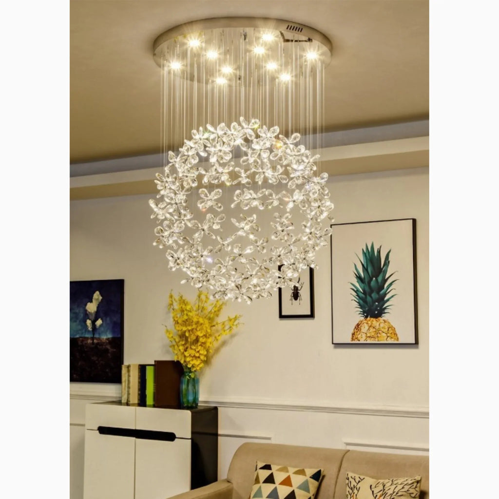 Spherical Ceiling Chandelier with Butterfly Crystals