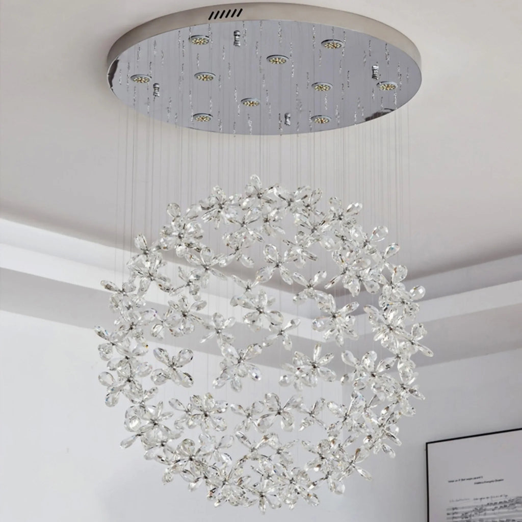 Spherical Ceiling Chandelier with Butterfly Crystals