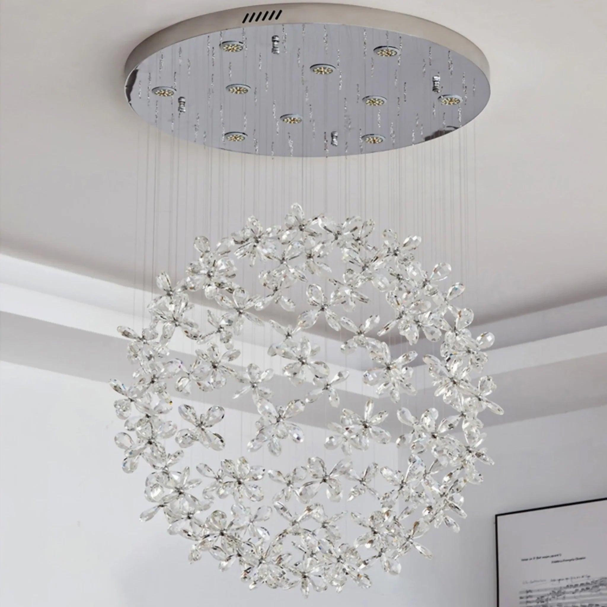 Spherical Ceiling Chandelier with Butterfly Crystals