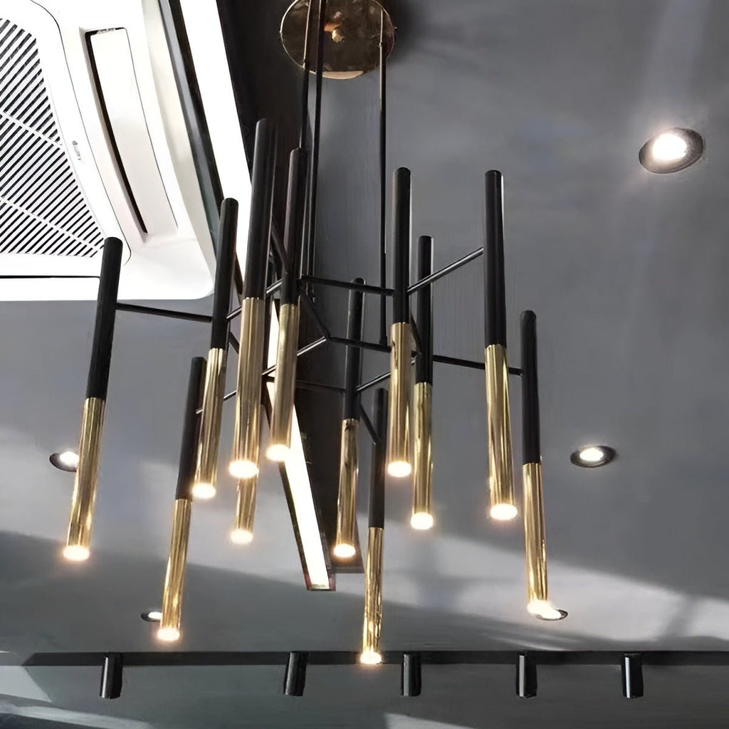 Solothurn | Strict Minimalistic Black and Gold Chandelier