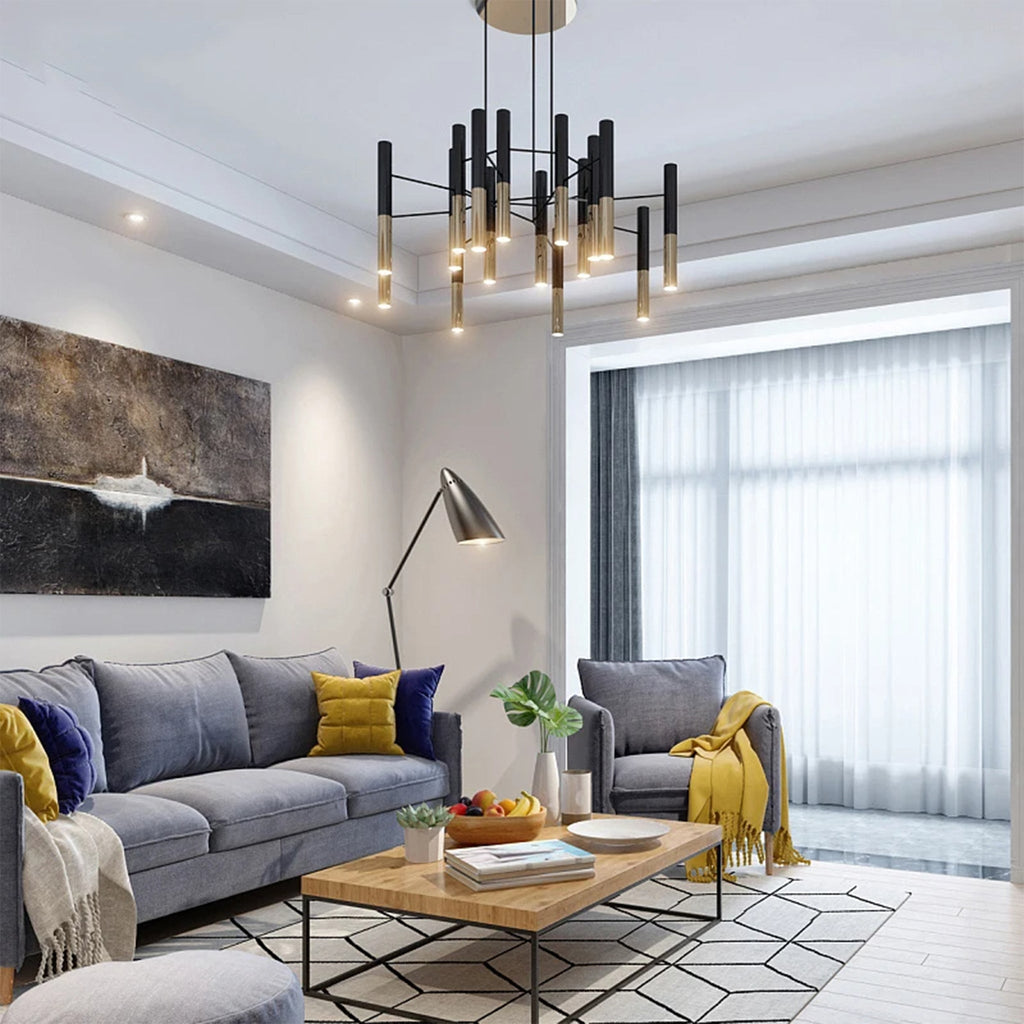 Solothurn | Strict Minimalistic Black and Gold Chandelier