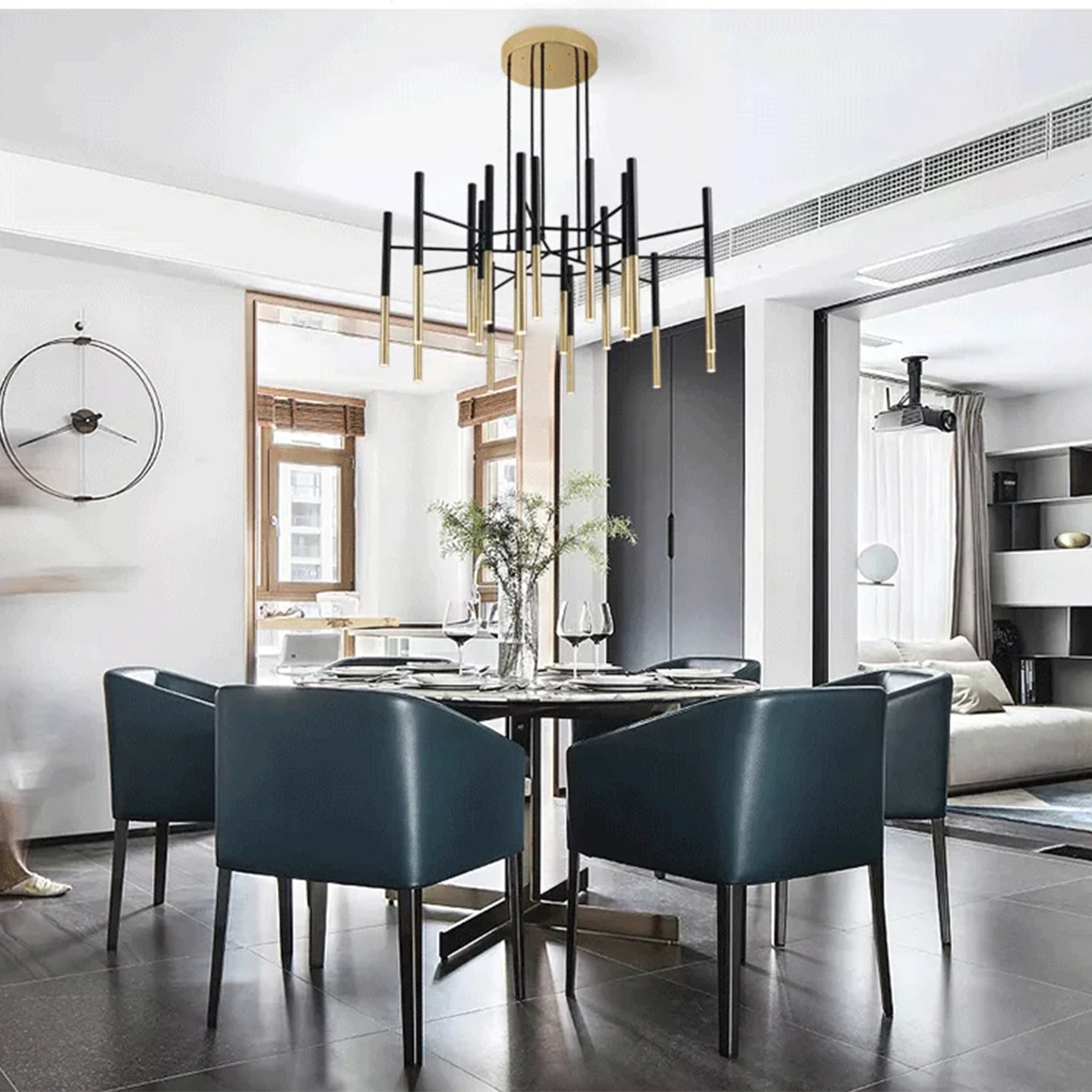 Solothurn | Strict Minimalistic Black and Gold Chandelier