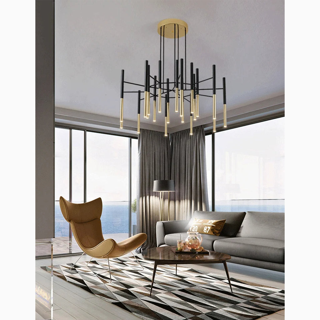 Solothurn | Strict Minimalistic Black and Gold Chandelier
