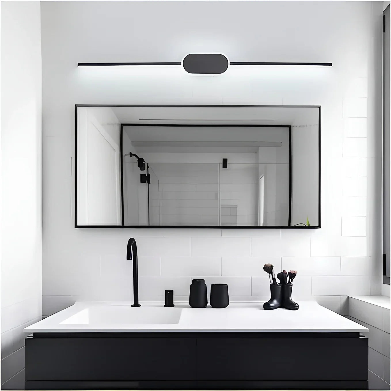 Melilla | Modern Black/White LED Mirror Wall Lamp