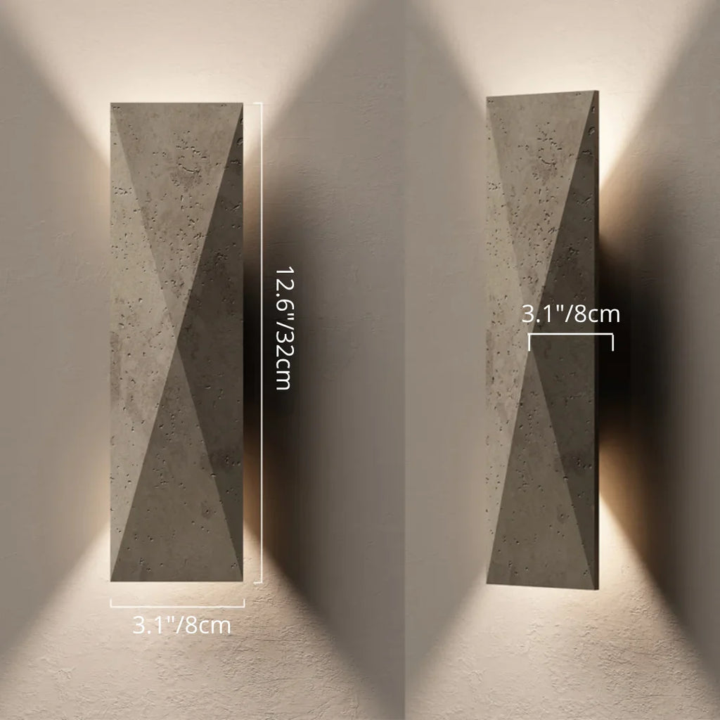 Natural Travertine Outdoor Wall Light - Modern Architectural Wabi-Sabi Sconce