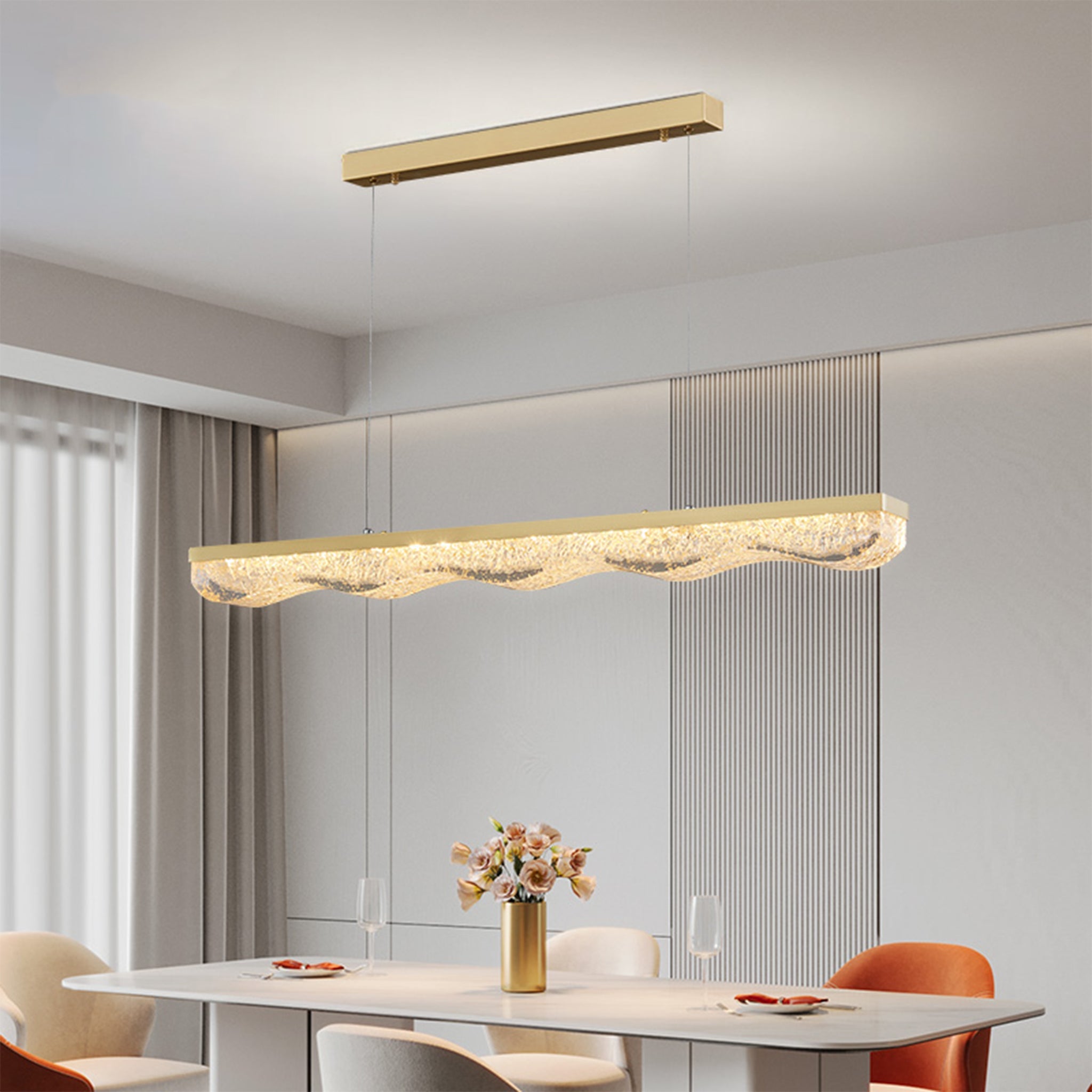 Riehen | Elegant Minimalistic Rectangle Gold Chandelier