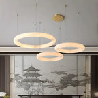 Modern Spanish Alabaster Ring Chandelier - Brass Ceiling Light