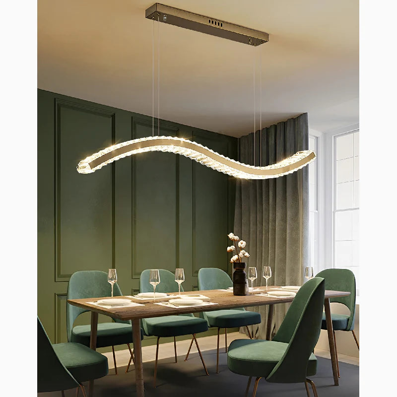 Opfikon | Gold/Silver Stainless Steel Crystal Chandelier for Dining Room