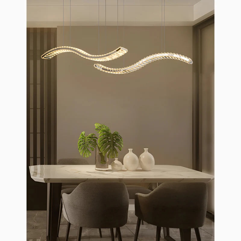 Opfikon | Gold/Silver Stainless Steel Crystal Chandelier for Dining Room