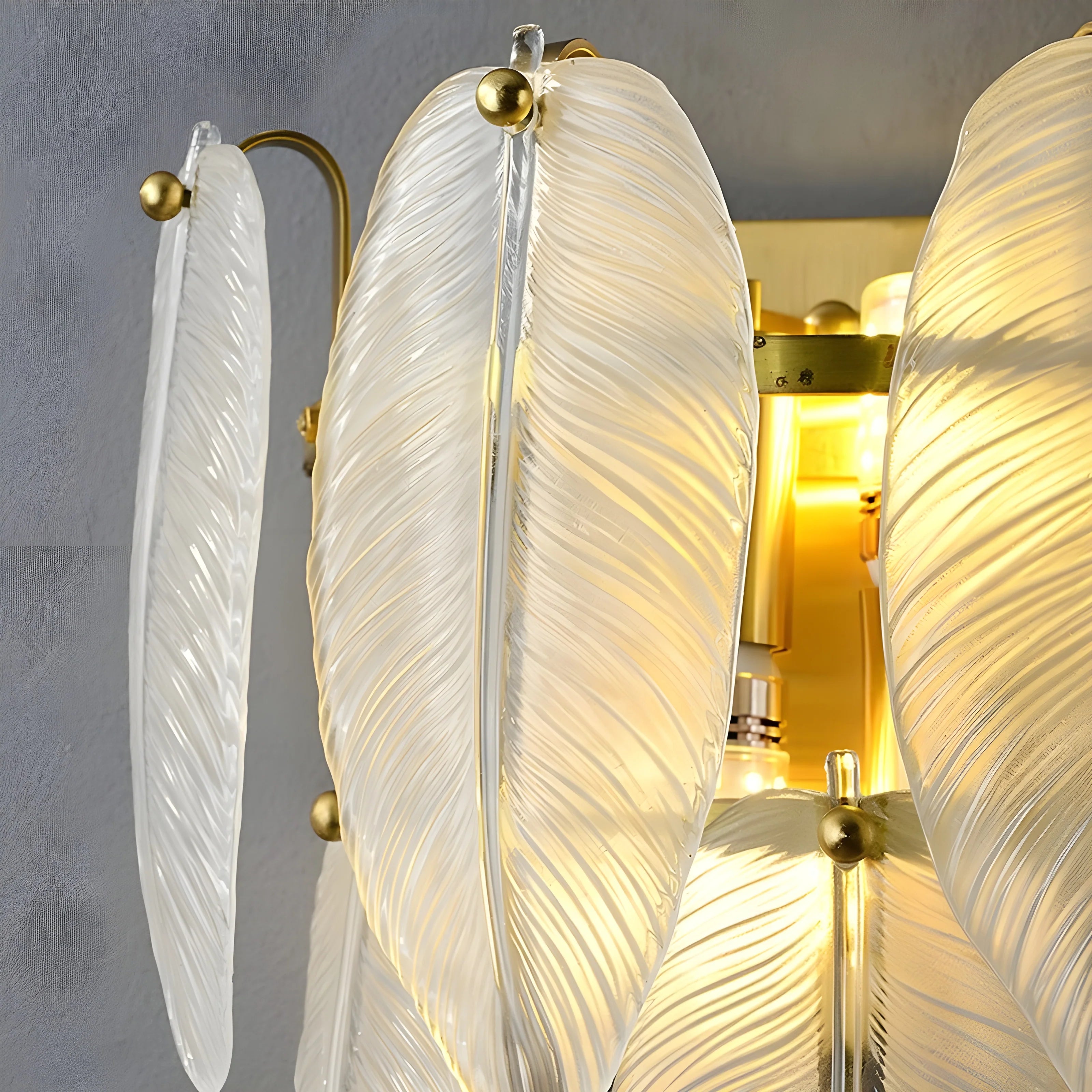 Parla | Vintage Brass Chandelier with Frosted Glass Leaves