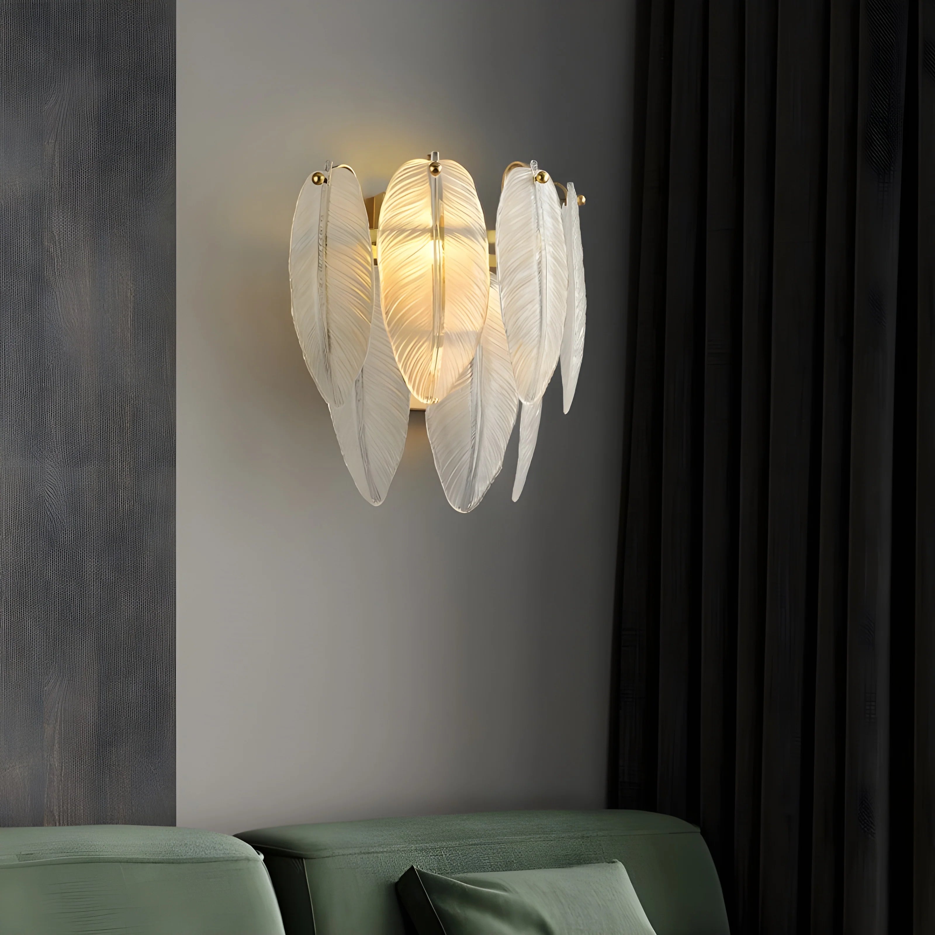 Parla | Vintage Brass Chandelier with Frosted Glass Leaves
