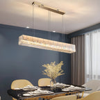 Aglientu | Rectangular Crystal Hanging LED Chandelier for Living Room