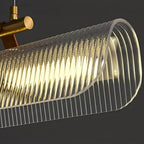 Gold/ Black Stylish Rectangle Metal and Leather Chandelier L39.4