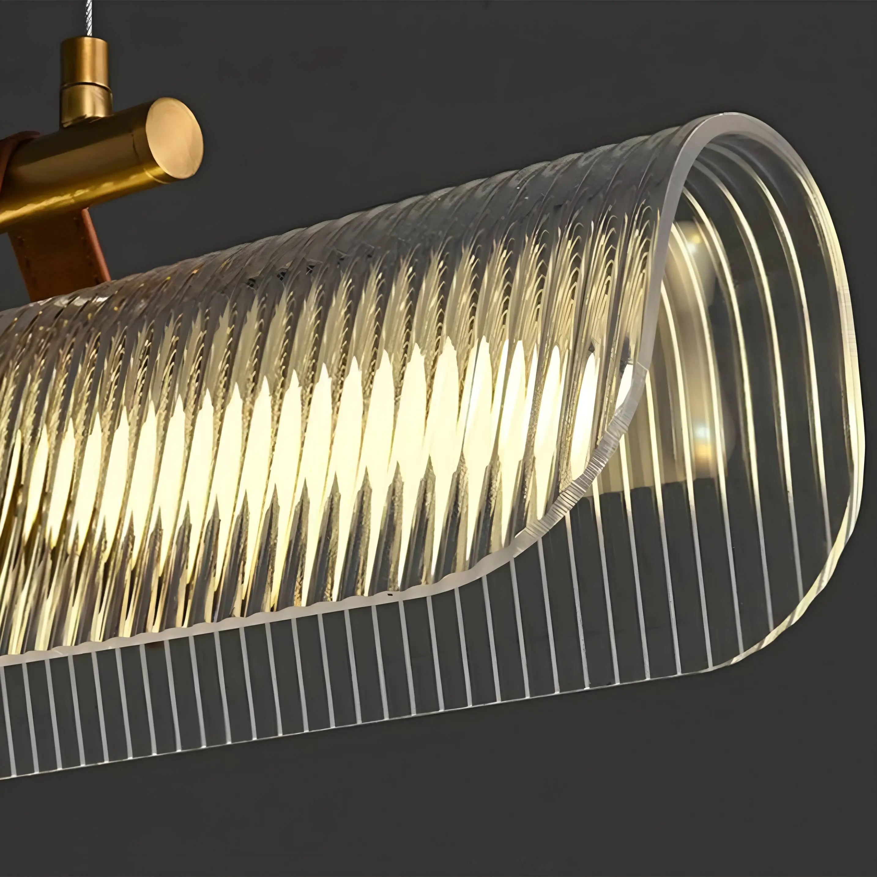 Gold/ Black Stylish Rectangle Metal and Leather Chandelier L39.4