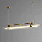 Gold/ Black Stylish Rectangle Metal and Leather Chandelier L39.4