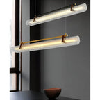 Gold/ Black Stylish Rectangle Metal and Leather Chandelier L39.4