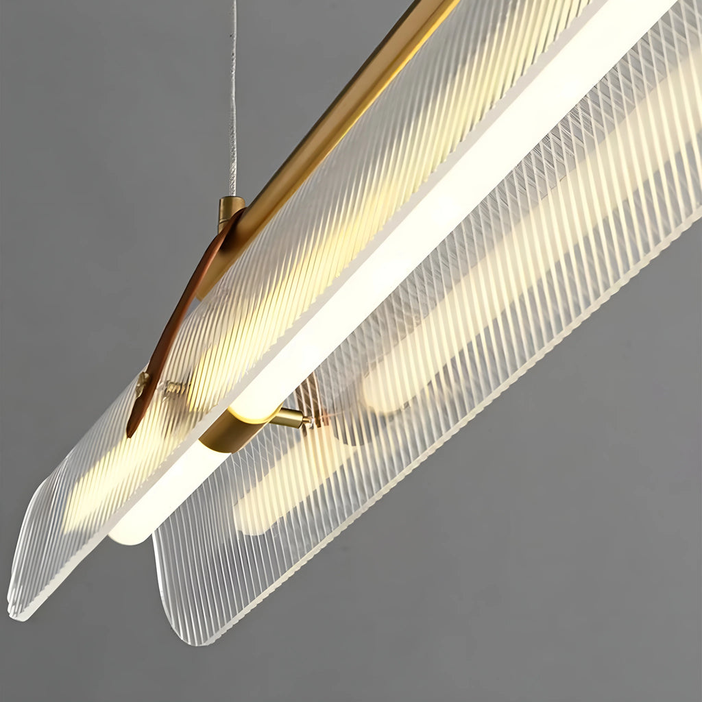 Gold/ Black Stylish Rectangle Metal and Leather Chandelier L39.4