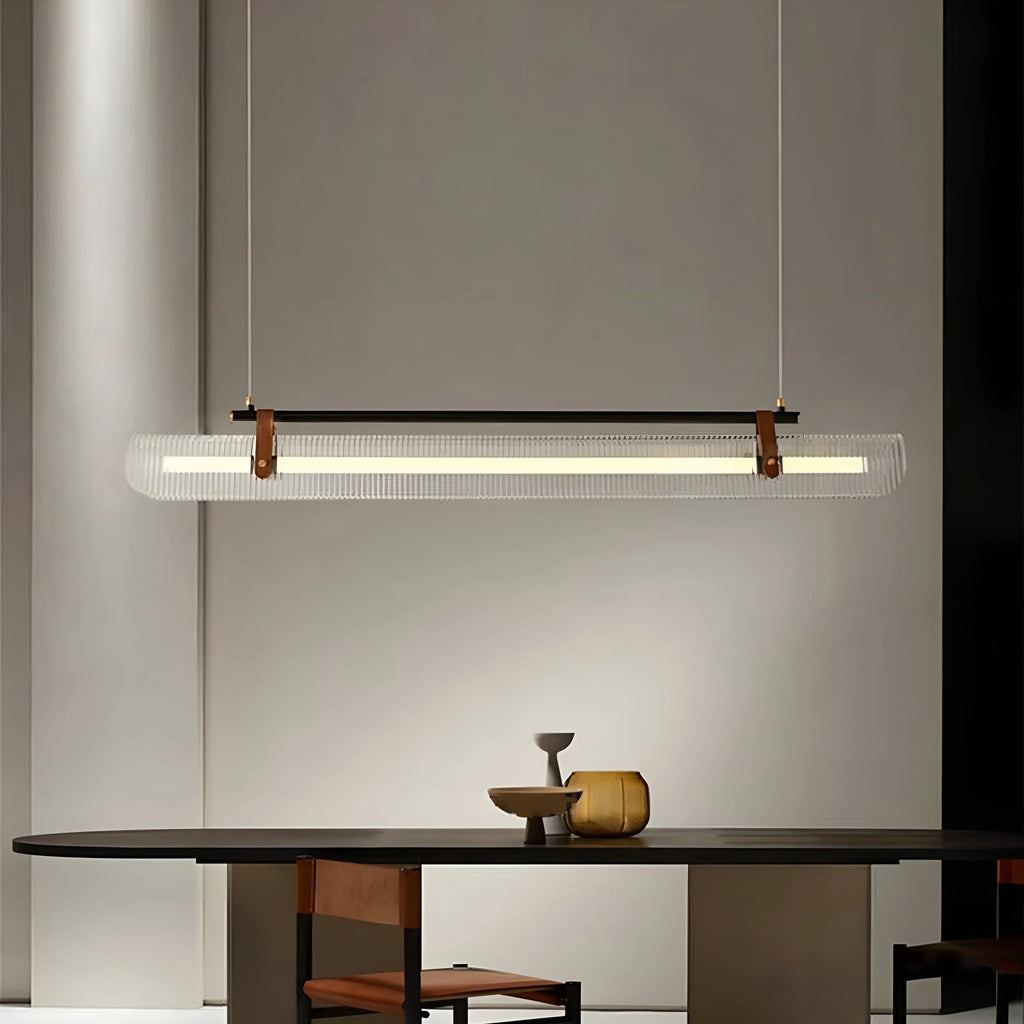 Gold/ Black Stylish Rectangle Metal and Leather Chandelier L39.4