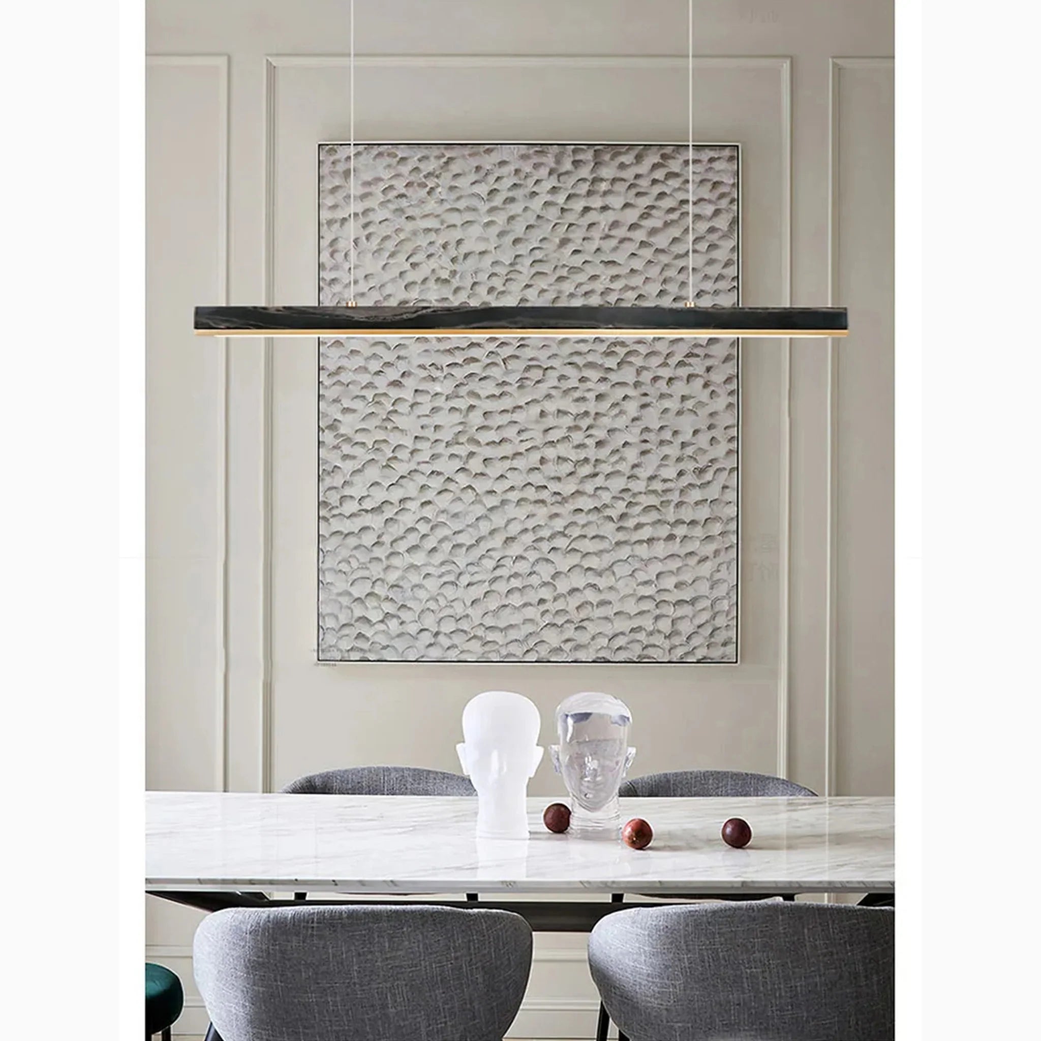 Rorschach | Minimalistic Modern Black Chandelier with Marble