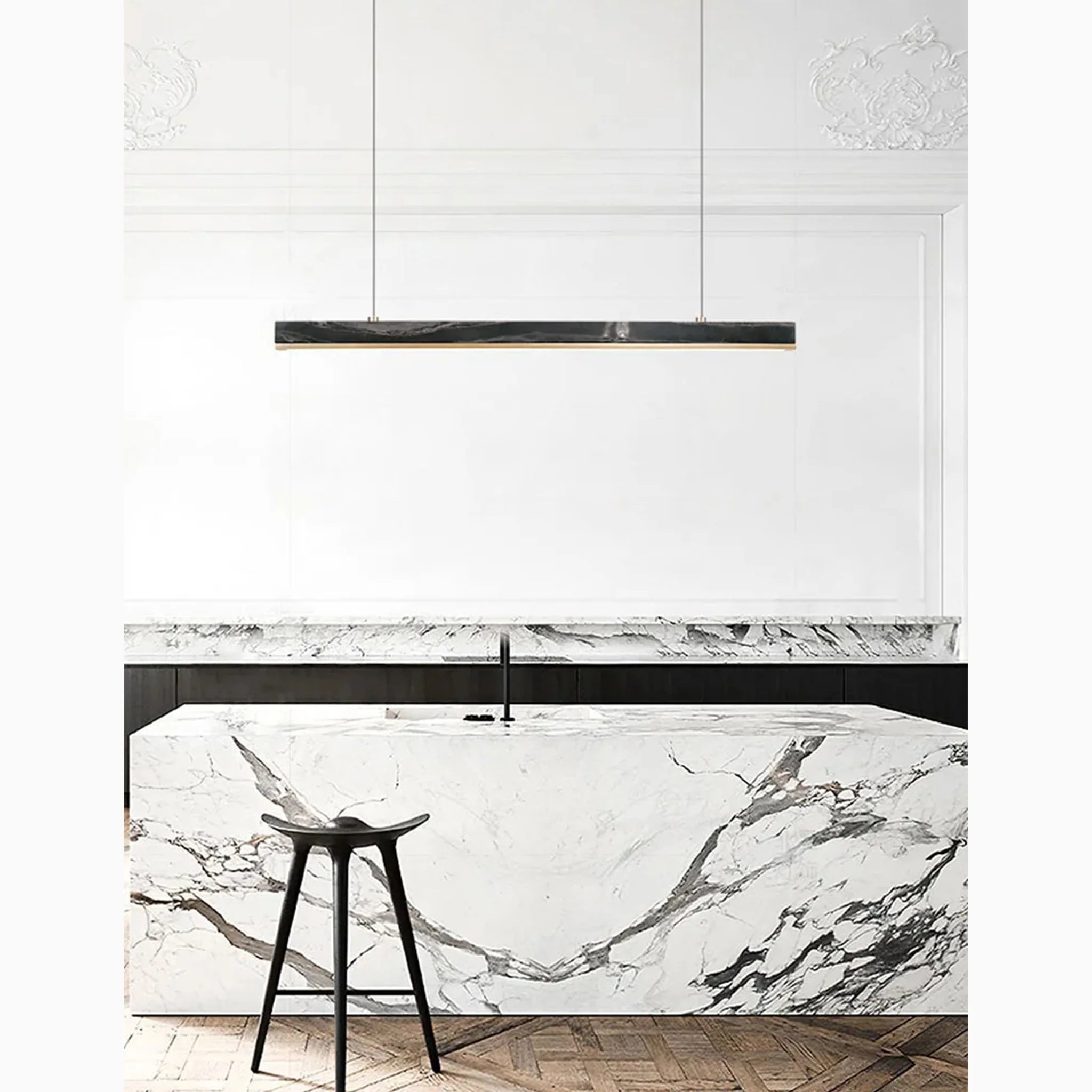 Rorschach | Minimalistic Modern Black Chandelier with Marble