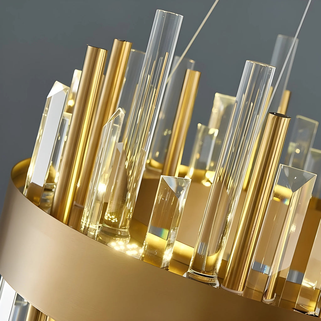 Royal Hanging Gold/Titanium/Copper Round Crystal Chandelier for Dining Room