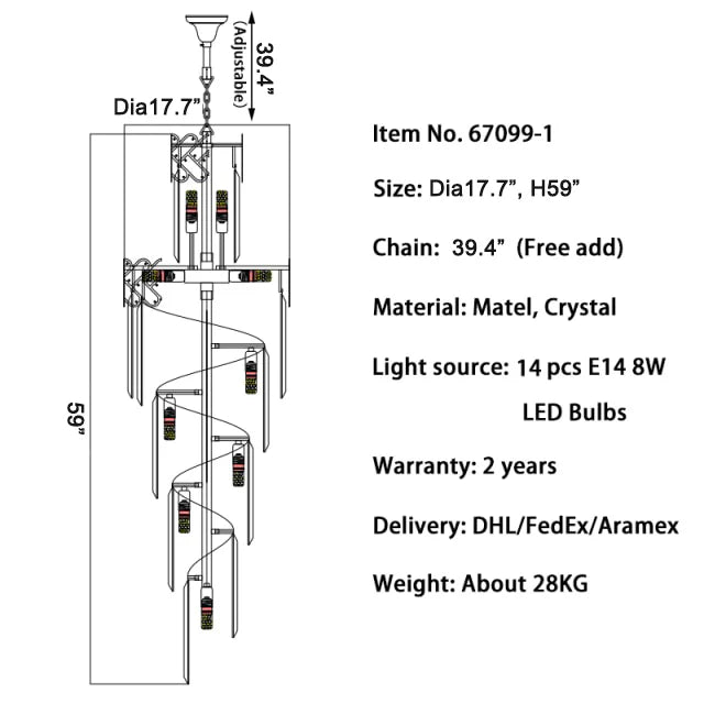 Saint-Vallier-de-Thiey | Crystal Cascade Long Chandelier