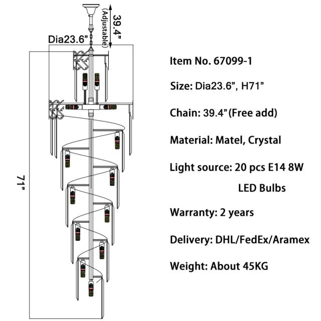Saint-Vallier-de-Thiey | Crystal Cascade Long Chandelier