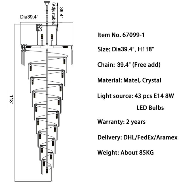 Saint-Vallier-de-Thiey | Crystal Cascade Long Chandelier