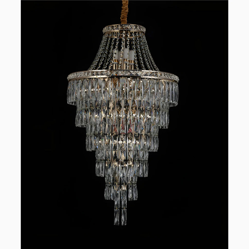 La Croix-sur-Roudoule | Duplex Spiral Crystal Stairway Chandelier
