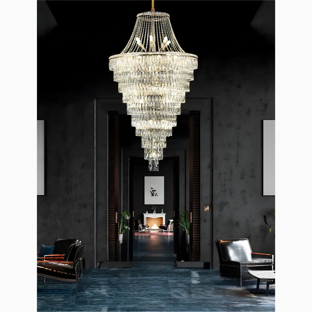 La Croix-sur-Roudoule | Duplex Spiral Crystal Stairway Chandelier
