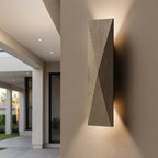 Natural Travertine Outdoor Wall Light - Modern Architectural Wabi-Sabi Sconce