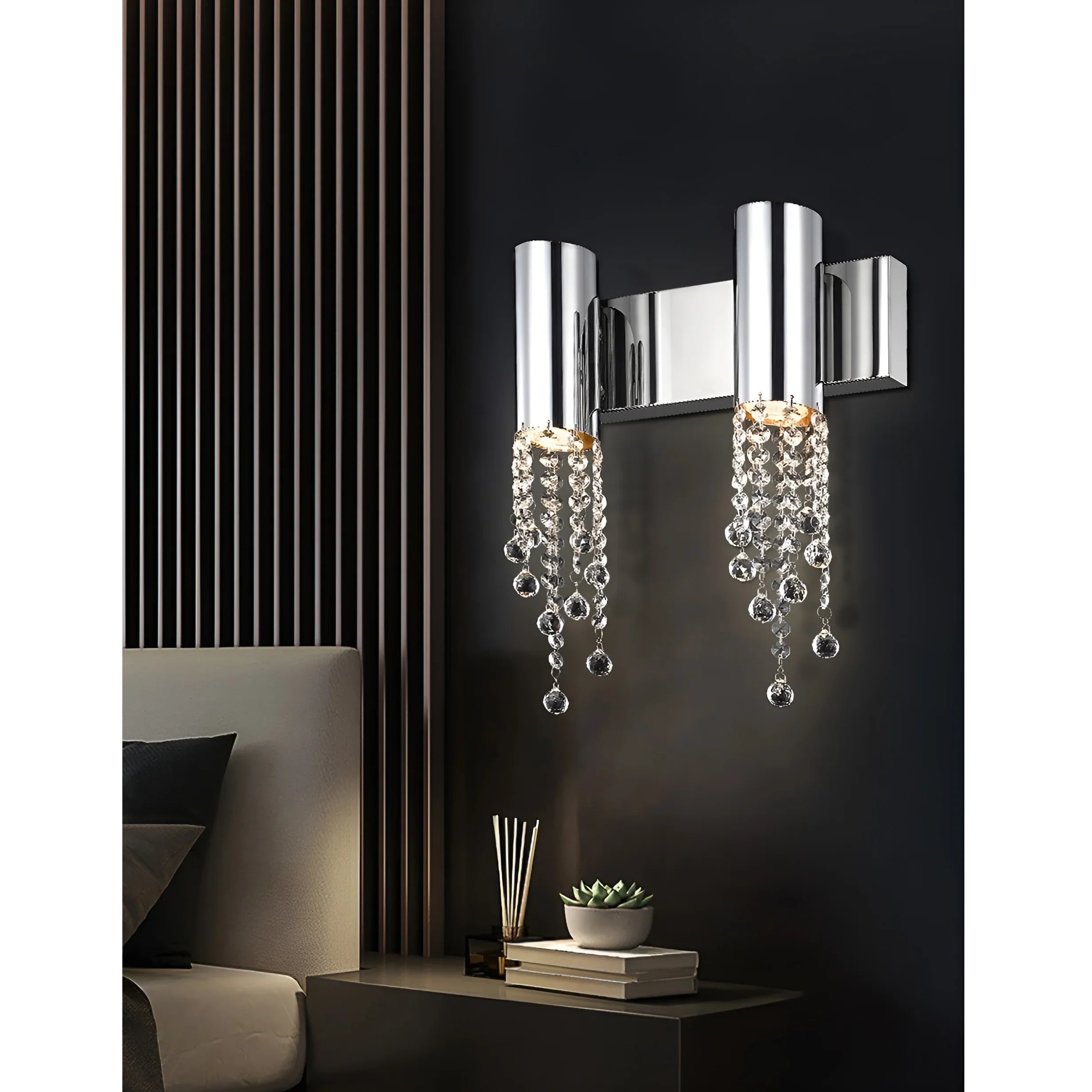 Berneck | Trendy Chrome Crystal Wall Sconce