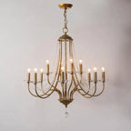 Vintage Candle-Shaped Crystal Staircase Chandelier