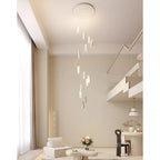 Waveform Modern Staircase Chandelier - Adjustable Loft Pendant with Remote Dimming