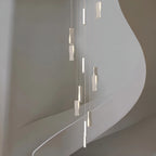 Waveform Modern Staircase Chandelier - Adjustable Loft Pendant with Remote Dimming