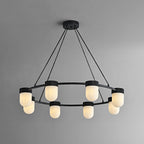 Art Deco Style Circle Chandelier with Alabaster Light