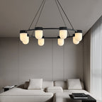 Art Deco Style Circle Chandelier with Alabaster Light