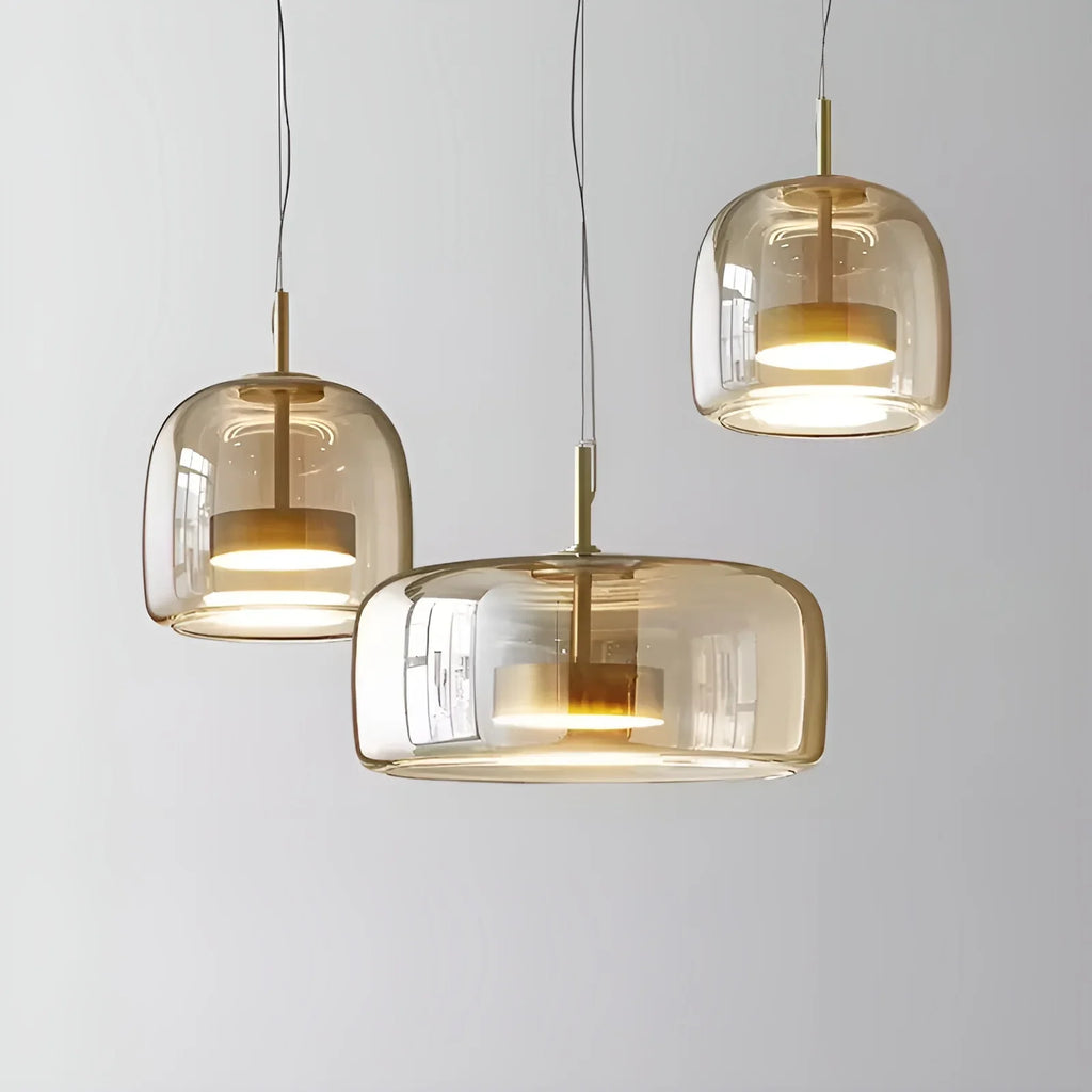 Nordic Amber Glass Pendant Light - Modern Designer Ceiling Lamp