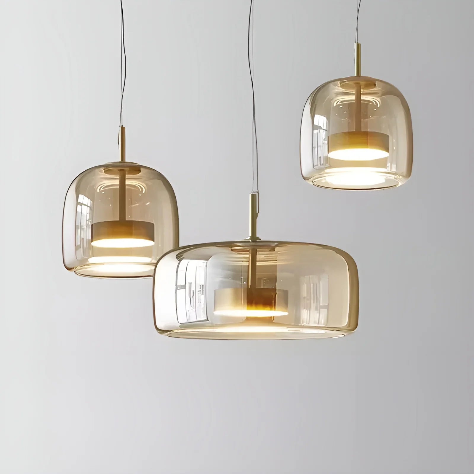 Nordic Amber Glass Pendant Light - Modern Designer Ceiling Lamp