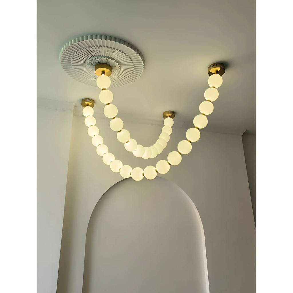 French Pearl Necklace Chandelier - Modern Staircase & Dining Light
